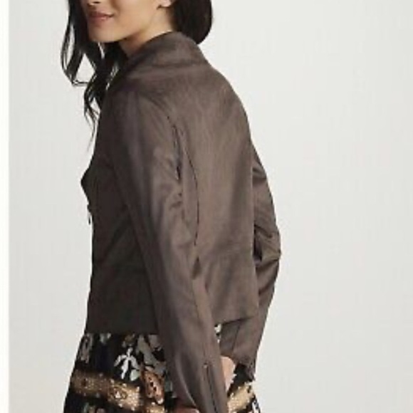 Hutch anthropologie faux suede brown moto jacket 37441 - Picture 10 of 11